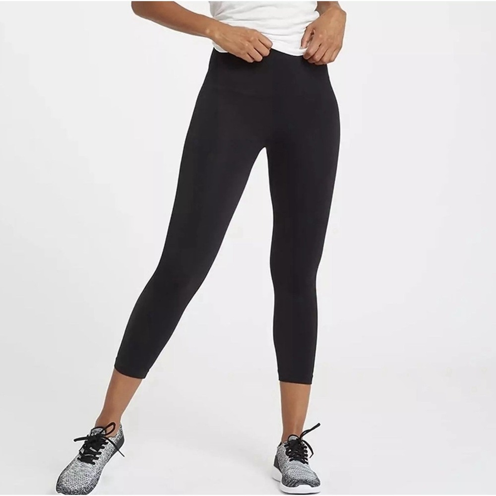 SPANX Look At Me Now Cropped Seemless‎ Leggings Size XL Black Waist 36-39"